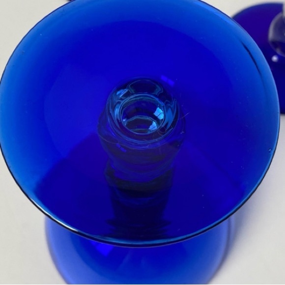 Bryce Brothers Cobalt Blue Aristocrat Wine Glass Sherbet Set of 2 of Ball Stem - Picture 10 of 11